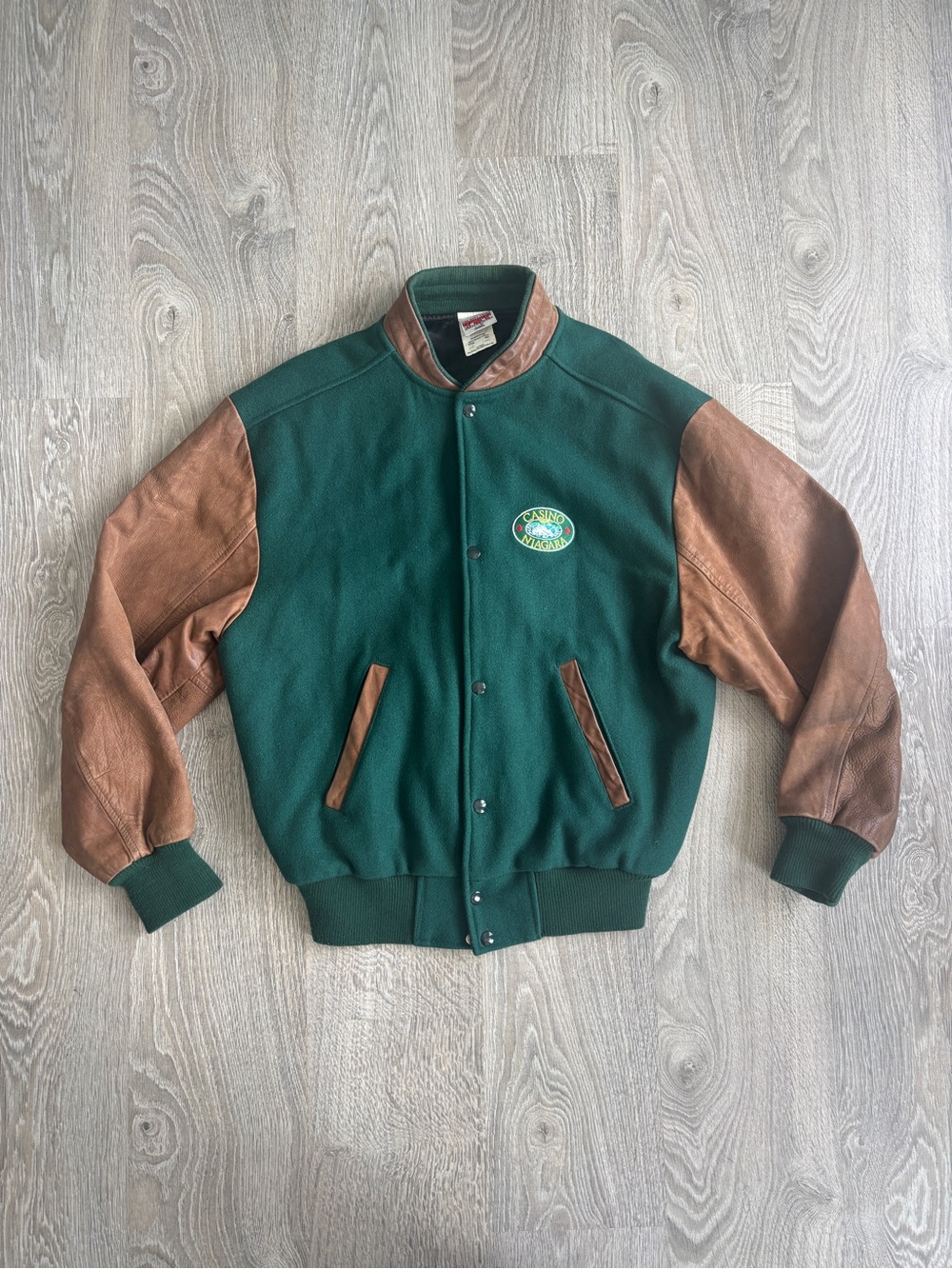 Vintage 90s Casino Niagara Leather Varsity Letterman Jacket